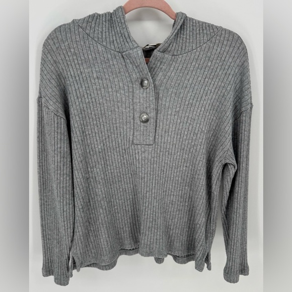 LOFT Tops - LOFT Women's Button Ribbed Hooded Sweater